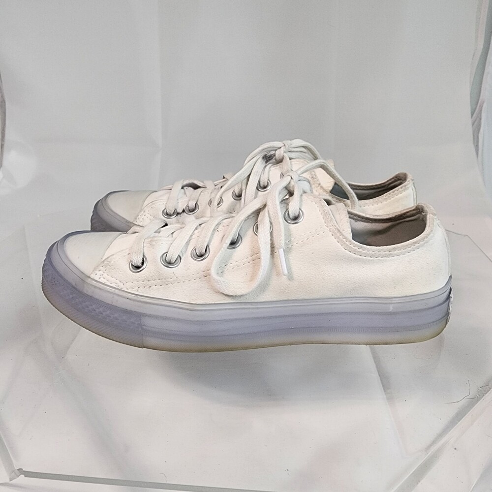 CONVERSE CTAS CX OX "BLACK ICE" WOMEN 7 OFF-WHITE FABRIC SNEAKERS 169608C CHUCKS